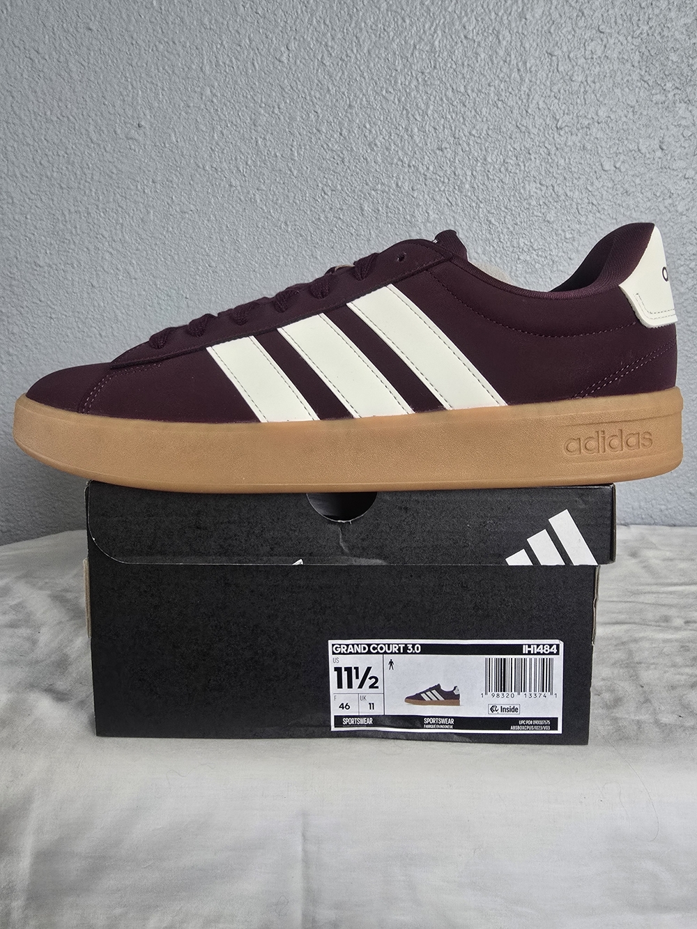 adidas Men’s Grand Court 3.0 Sneakers in Maroon/White
